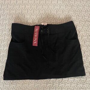NWT! Merona Front Tie Swim Skirt, Black Size M